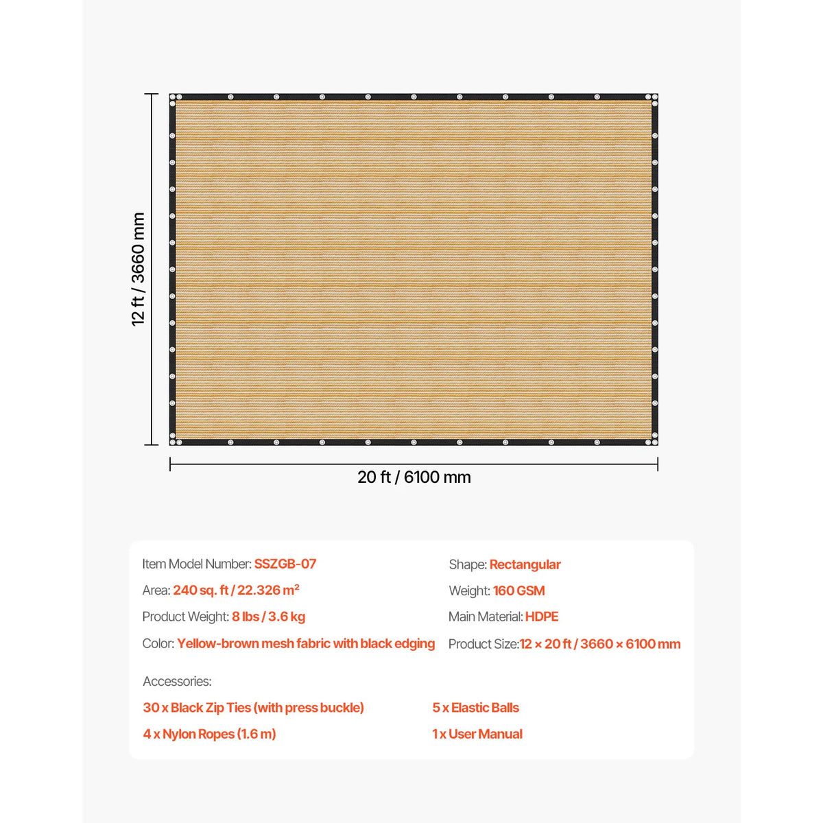 SucceBuy Heavy Duty Sun Shade Cloth Hdpe Outdoor Canopy