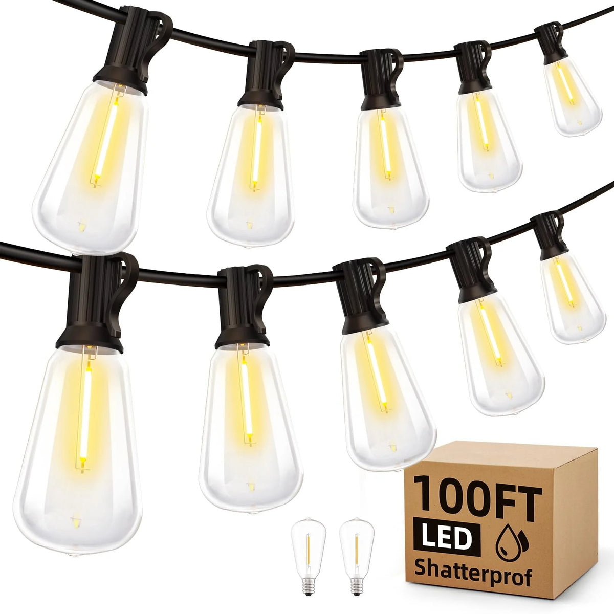 Mimirgb Dimmable Waterproof ST38 LED Outdoor String Lights