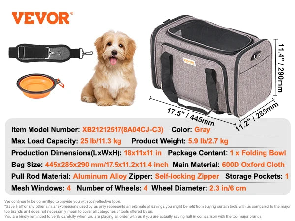 Breathable Pet Carrier Backpack With Wheels And Handle For Travel