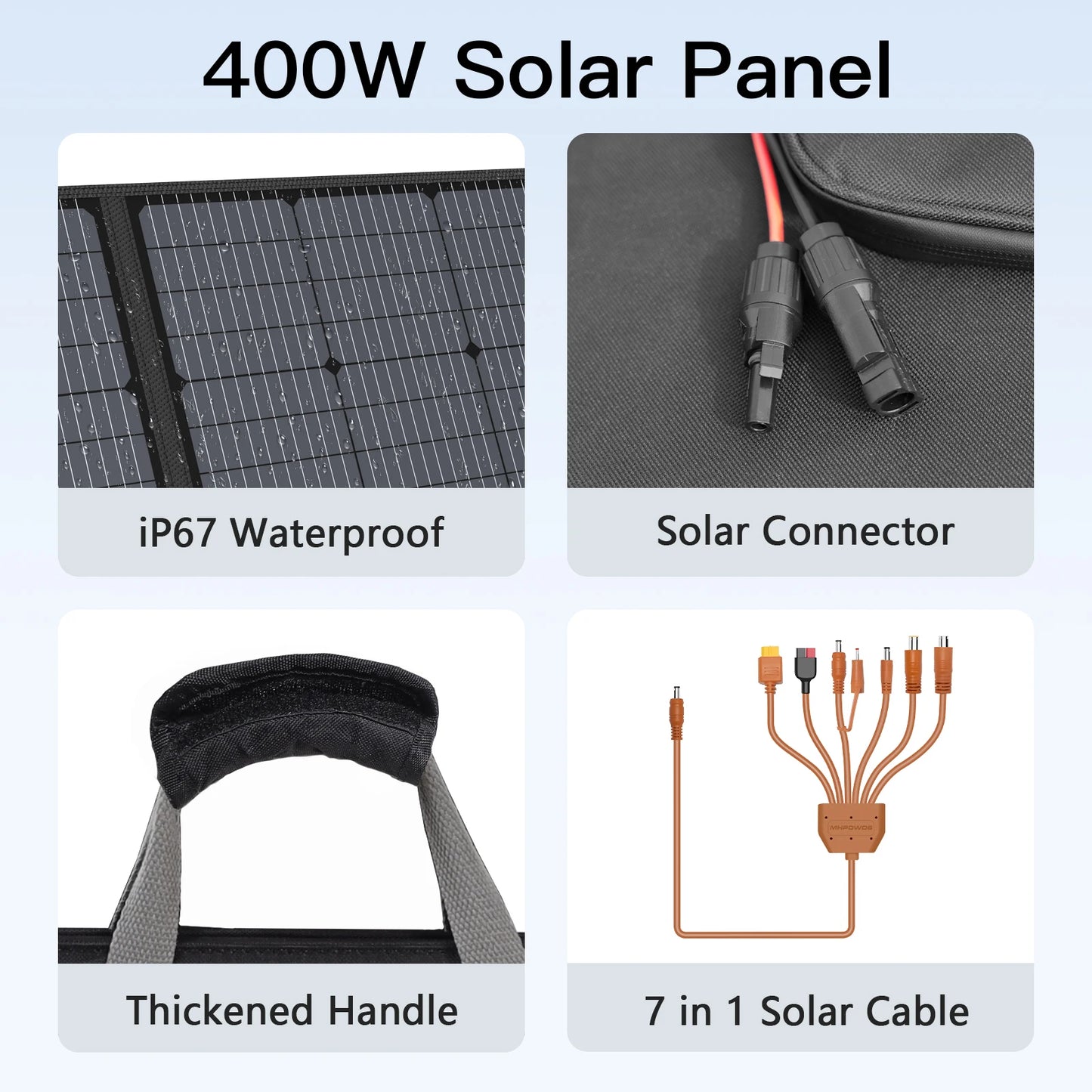 MHPOWOS 400W Foldable Portable Solar Panel Charger