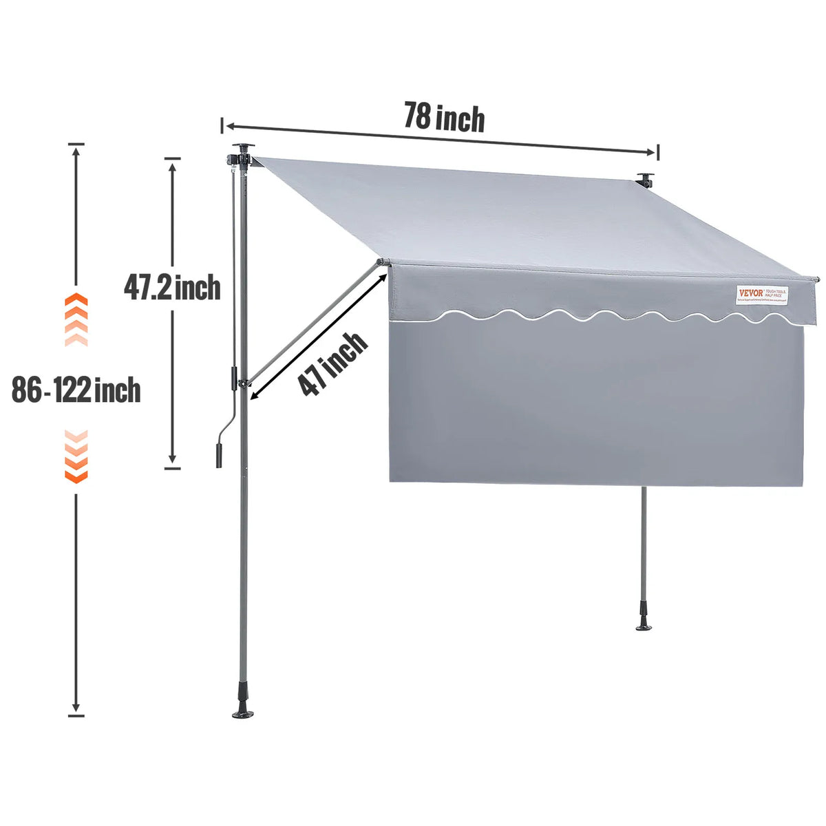 SucceBuy Manual Retractable Outdoor Patio Awning With UV Protection
