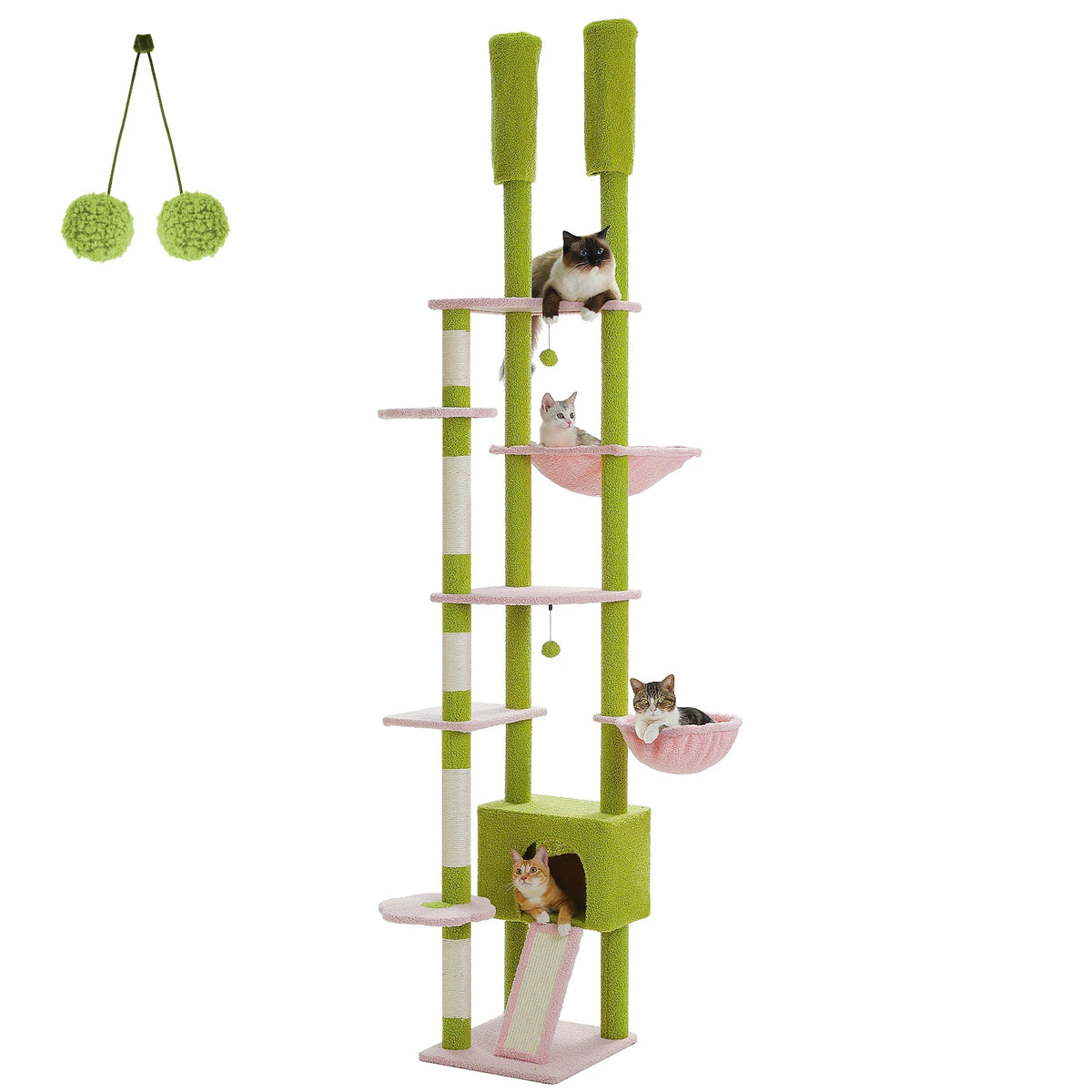 PETEPELA Cactus Cat Tree With Condo Hammock And Scratching Post