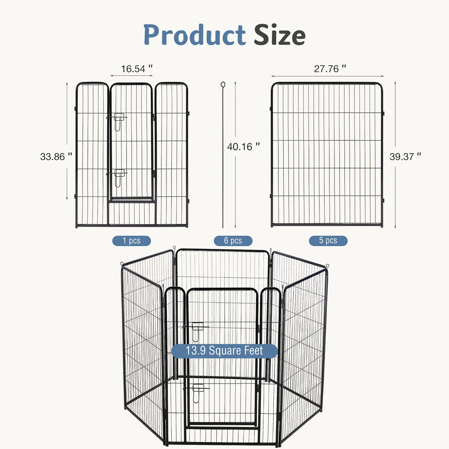 JHK 6-Panel Foldable Metal Dog Playpen