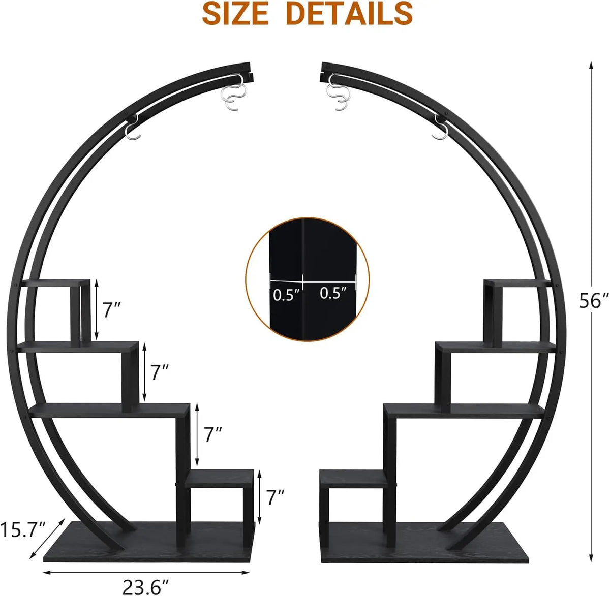Twister Ck 5 Tier Metal Plant Stand With Hanging Hooks