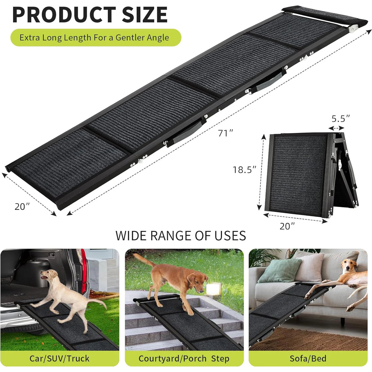 HiMiss Portable Folding Dog Ramp For Cars With Larger Pets