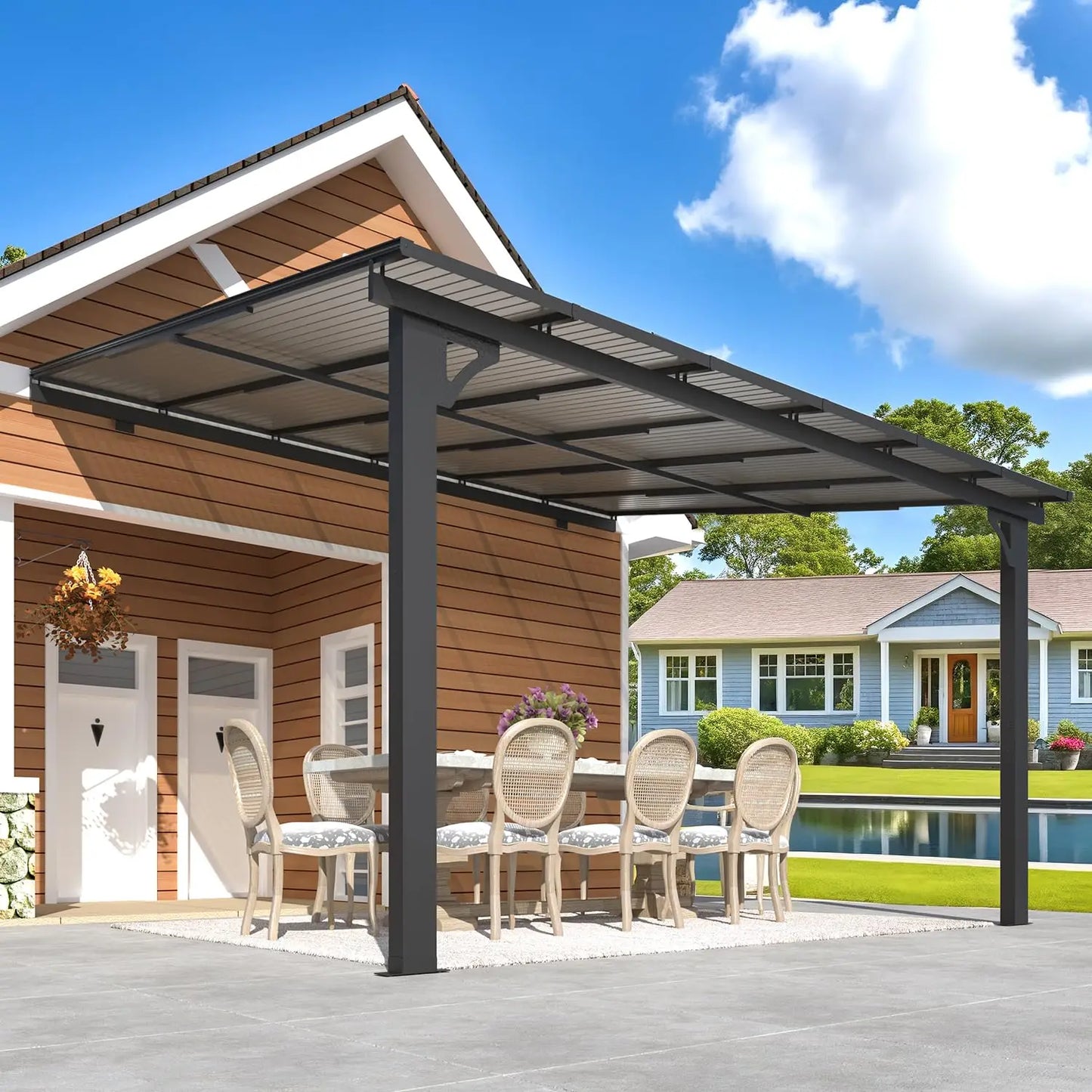 Wall Gazebo Hard Top Pergola For Outdoor Patio Deck Area