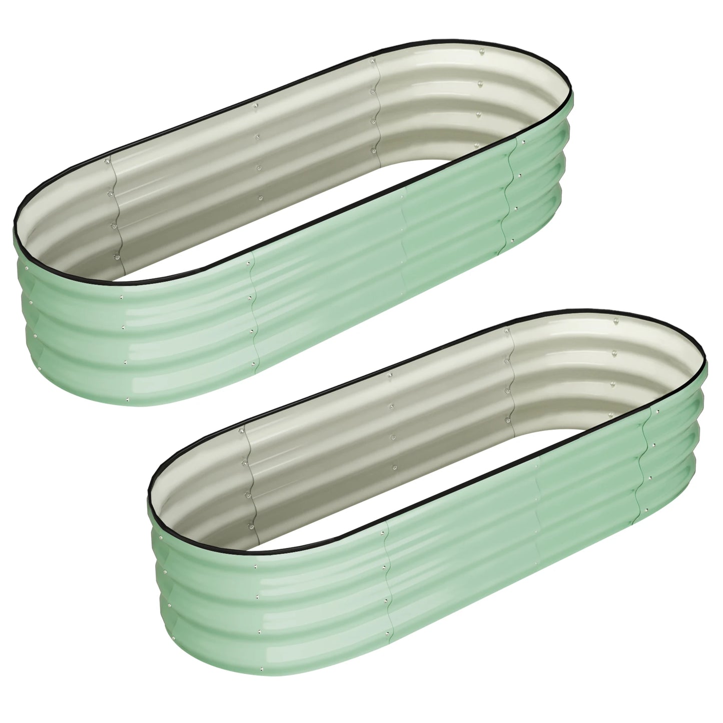 HiMISS Oval Raised Garden Bed in Galvanized Steel for Outdoors