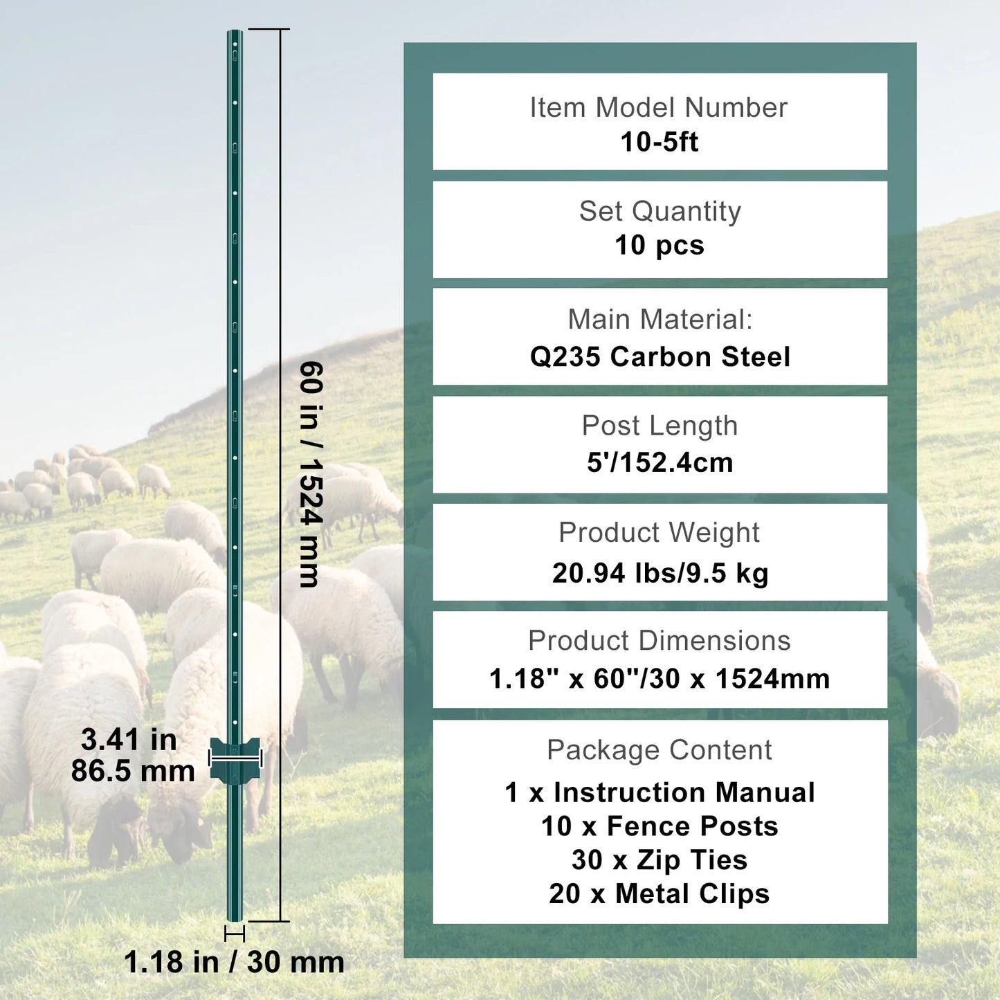 SucceBuy Heavy Duty Fence Post T-Post Steel Garden Stakes
