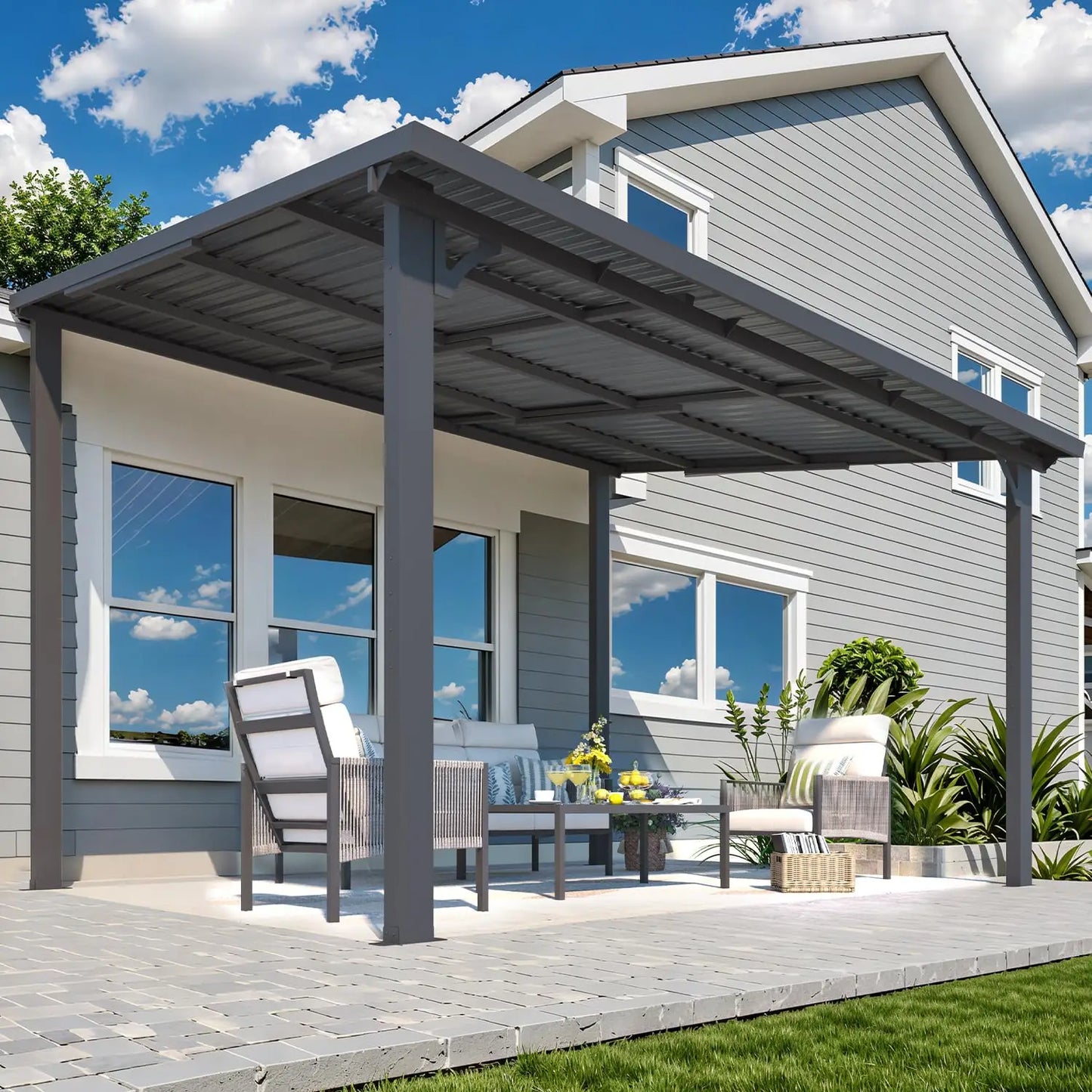 Durable Wall Gazebo With Hard Top For Outdoor Patio Deck