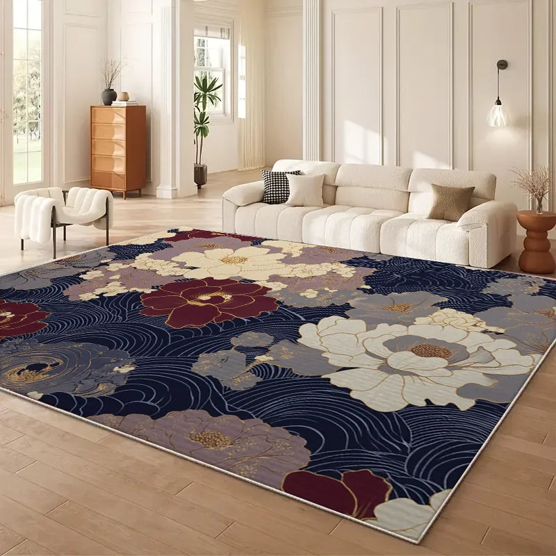 VIKAMA Persian Floral Modern Living Room Area Rug Polyester