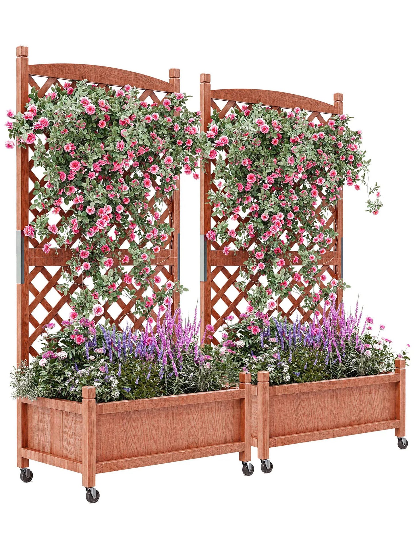 TWISTER.CK Wood Planter Box With Trellis Wheels