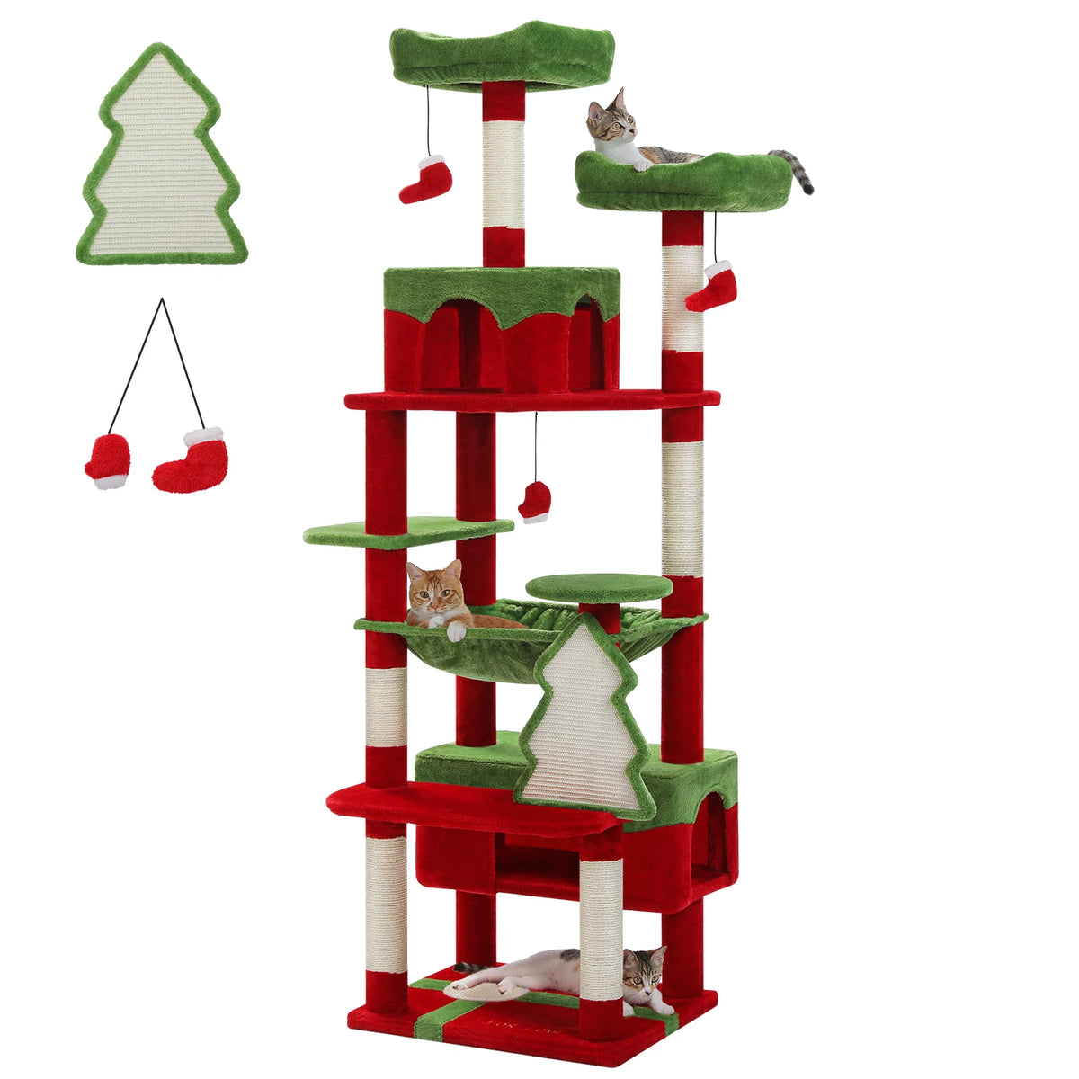 Pawz Road Cat Tower with Scratching Posts, Hammock, Condos, Perches