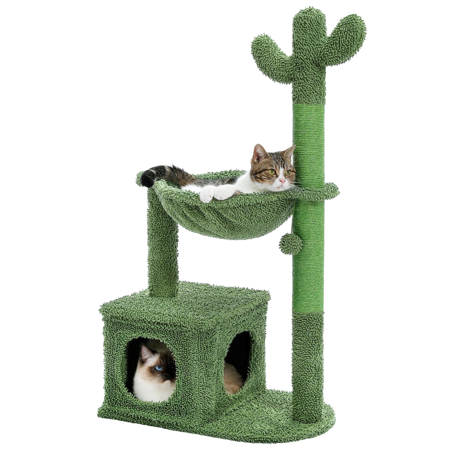 Pequlti Cactus Cat Tree With Condo And Hammock Indoor Play