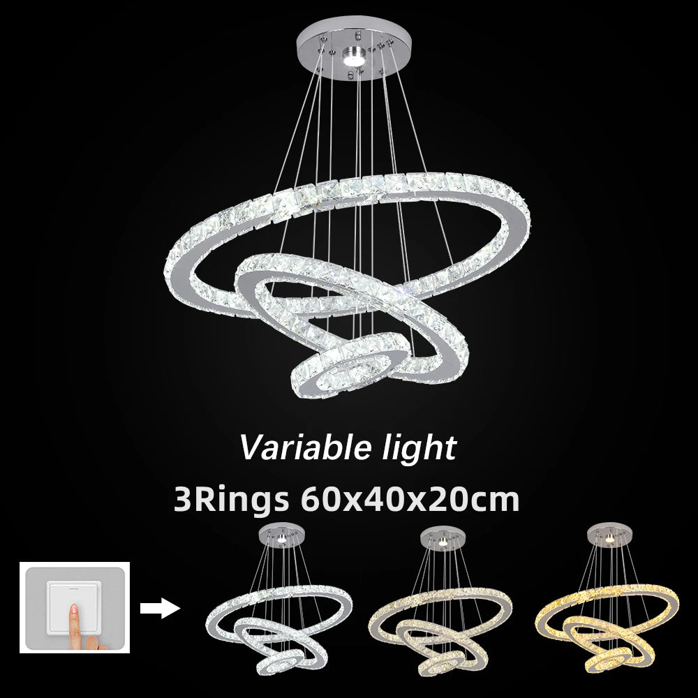 GreeLustr Modern Crystal Chrome LED Pendant Chandelier Light