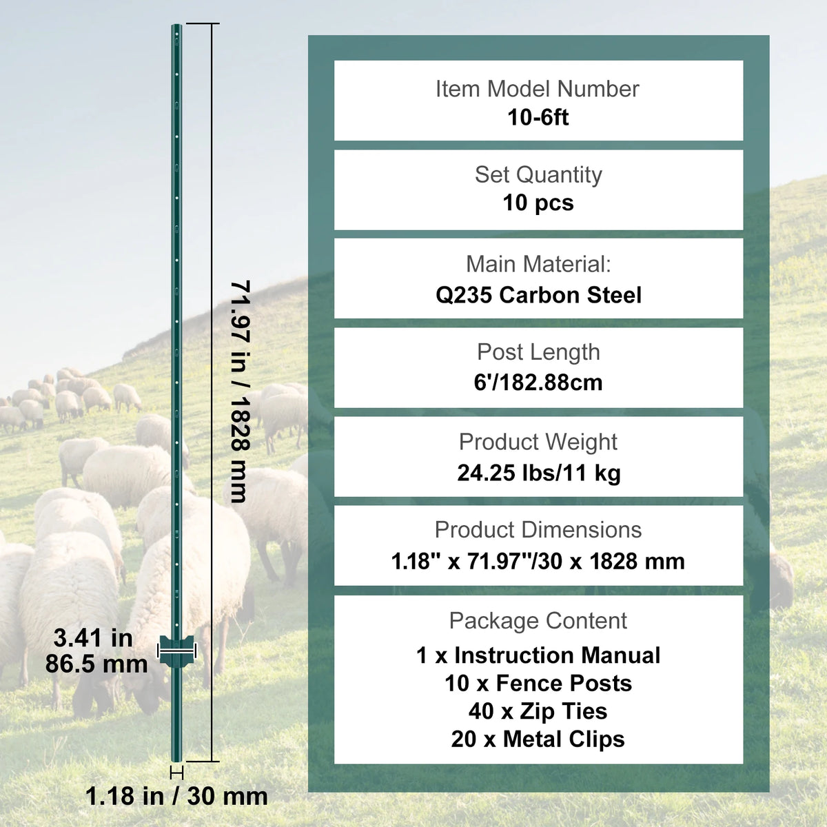 SucceBuy Heavy Duty T Post Fence Stakes For Yard Fencing