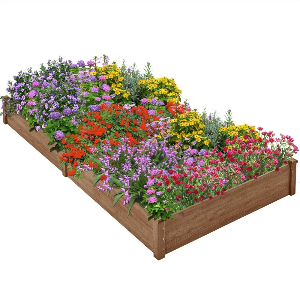 Wooden Raised Garden Bed Divisible Planter For Flowers Vegetables Herbs