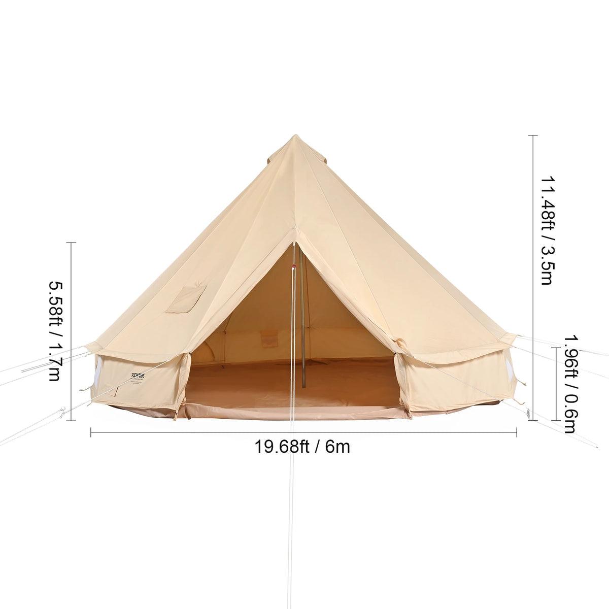 SucceBuy Canvas Bell Tent For Camping With Aluminum Frame