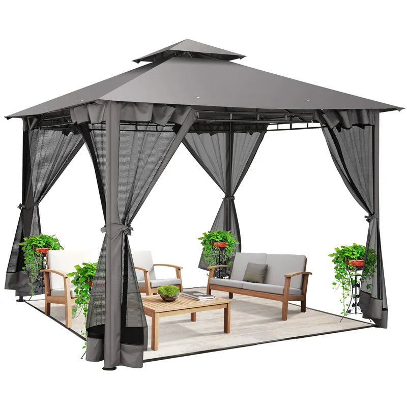 Tooluck Gazebo With Metal Frame And Double Roof For Patio