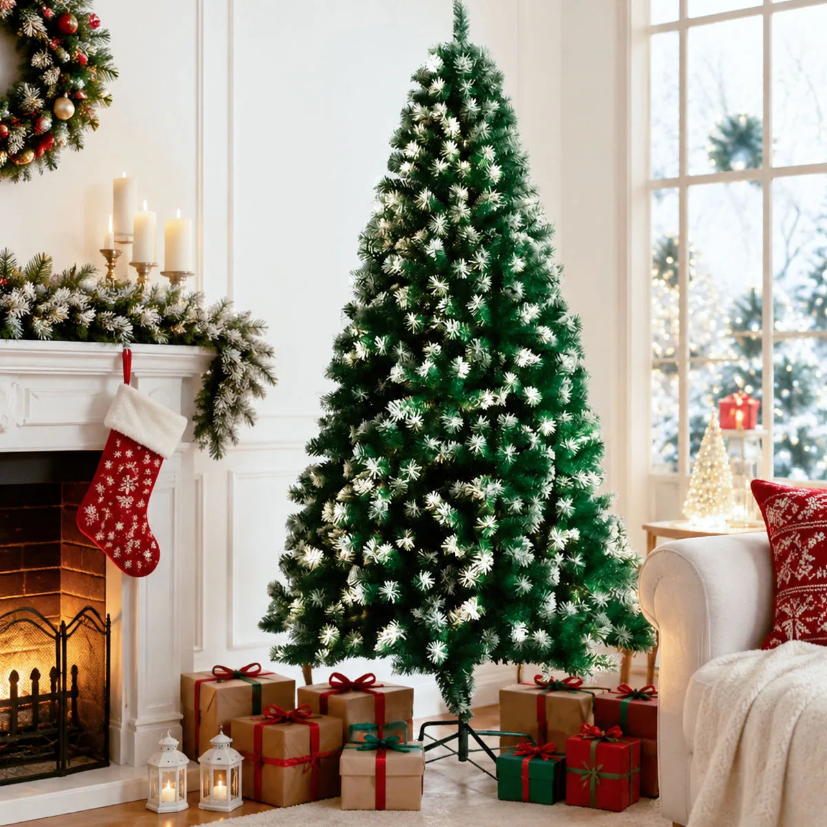 Premium Artificial Christmas Tree With Foldable Metal Base For Holidays