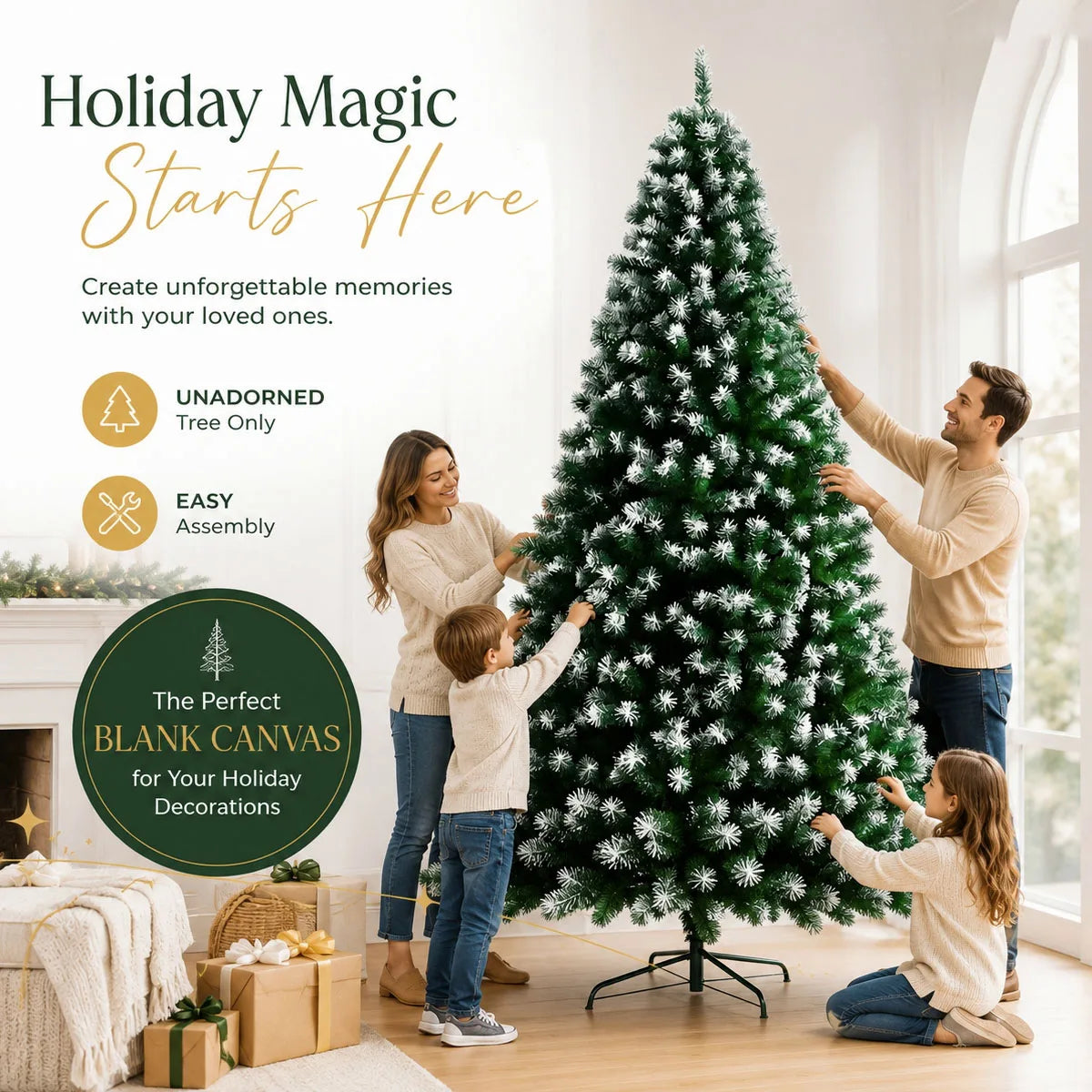 Premium Artificial Christmas Tree With Foldable Metal Base For Holidays