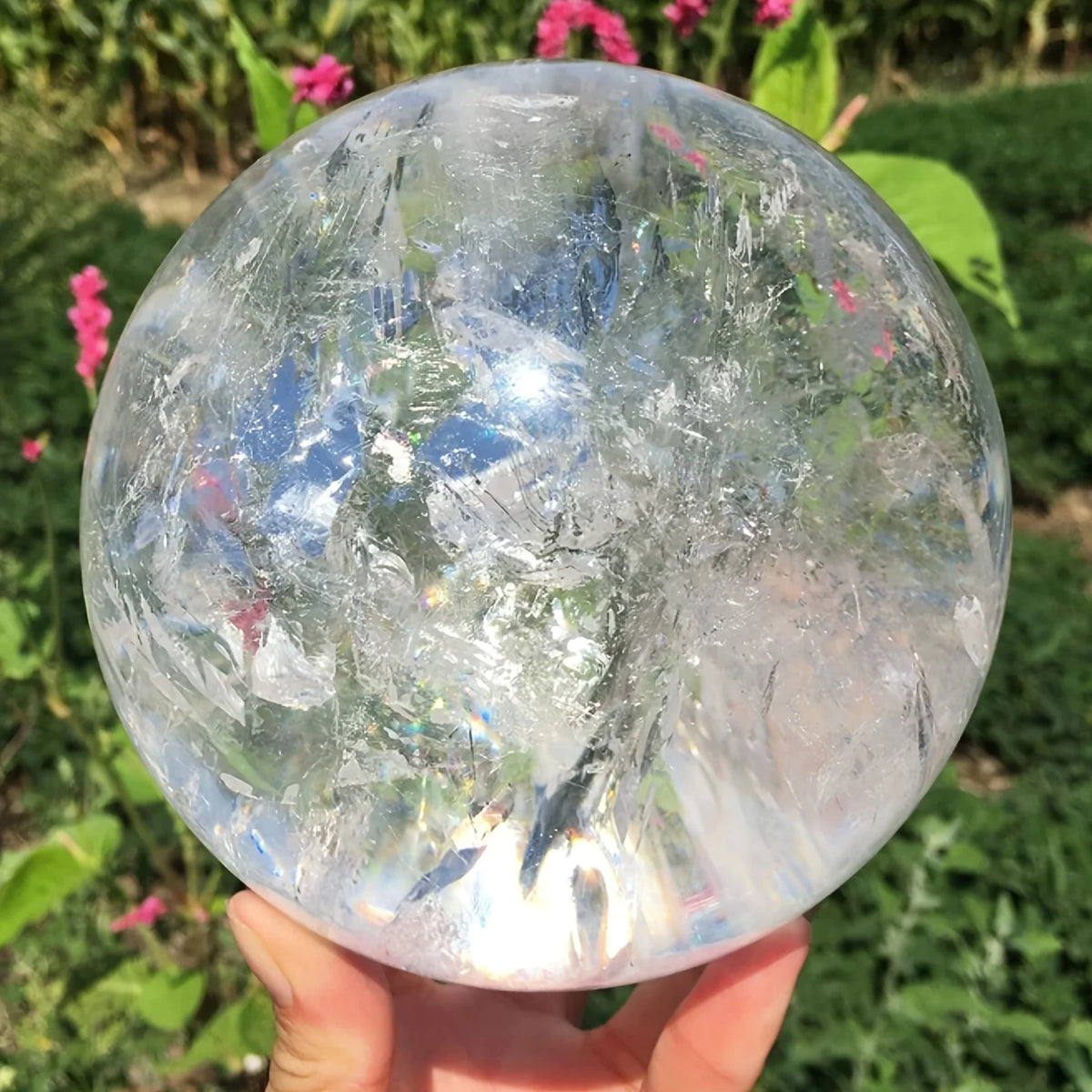 CrystalHola Natural Hand Polished Quartz Sphere for Home Decor Accent