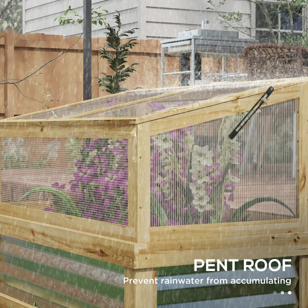 Raised Garden Bed With Wooden Cold Frame For Extended Growing