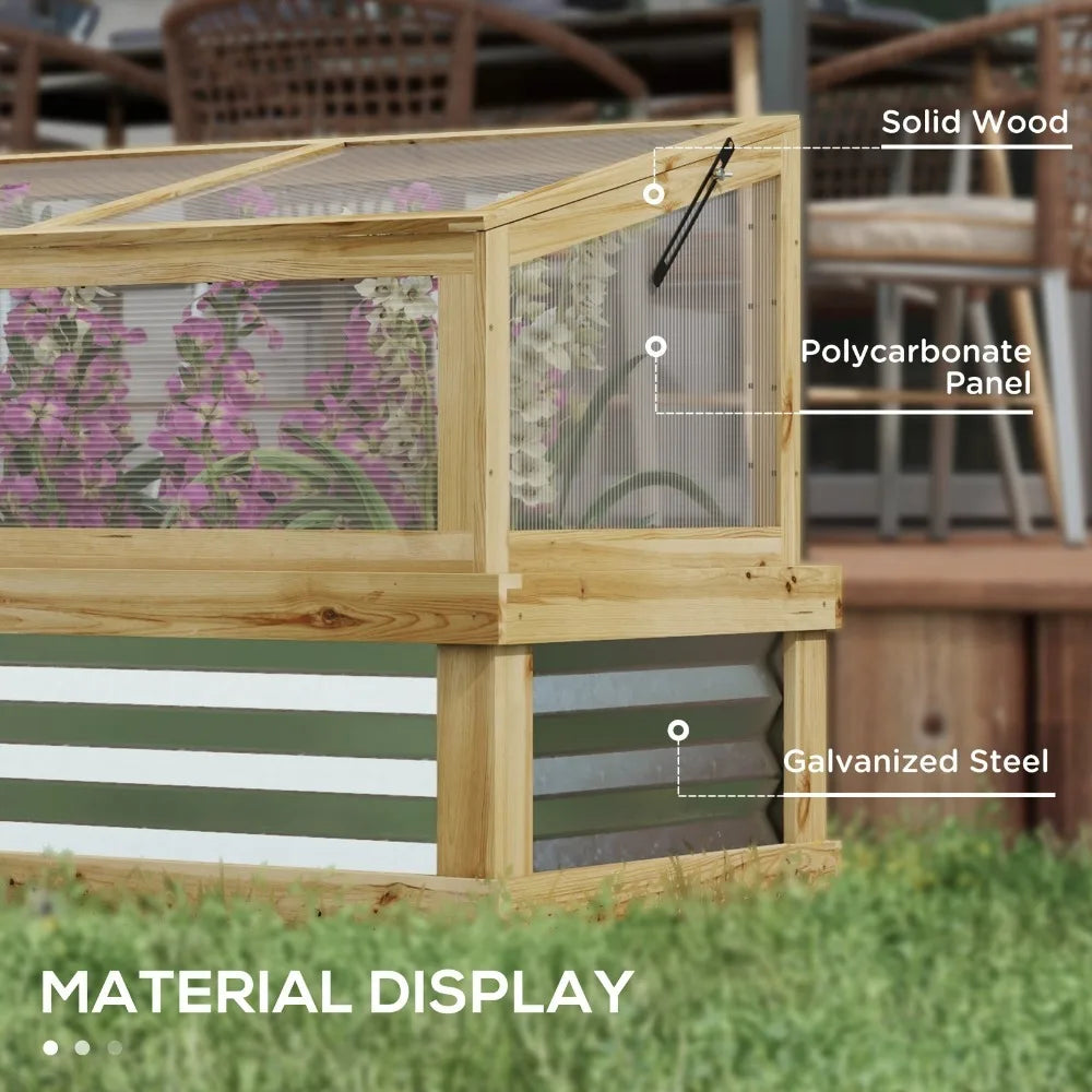 Raised Garden Bed With Wooden Cold Frame For Extended Growing