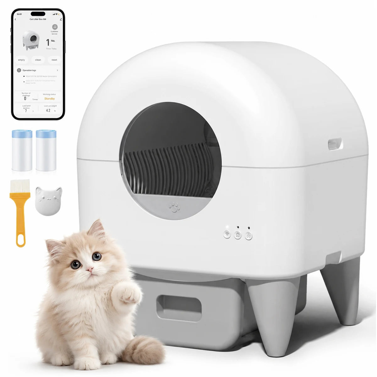Automatic Smart Self Cleaning Enclosed Cat Litter Box With Sensors