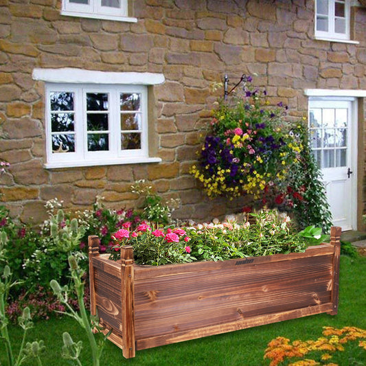 Window Mounted Wooden Raised Planter For Outdoor Gardening
