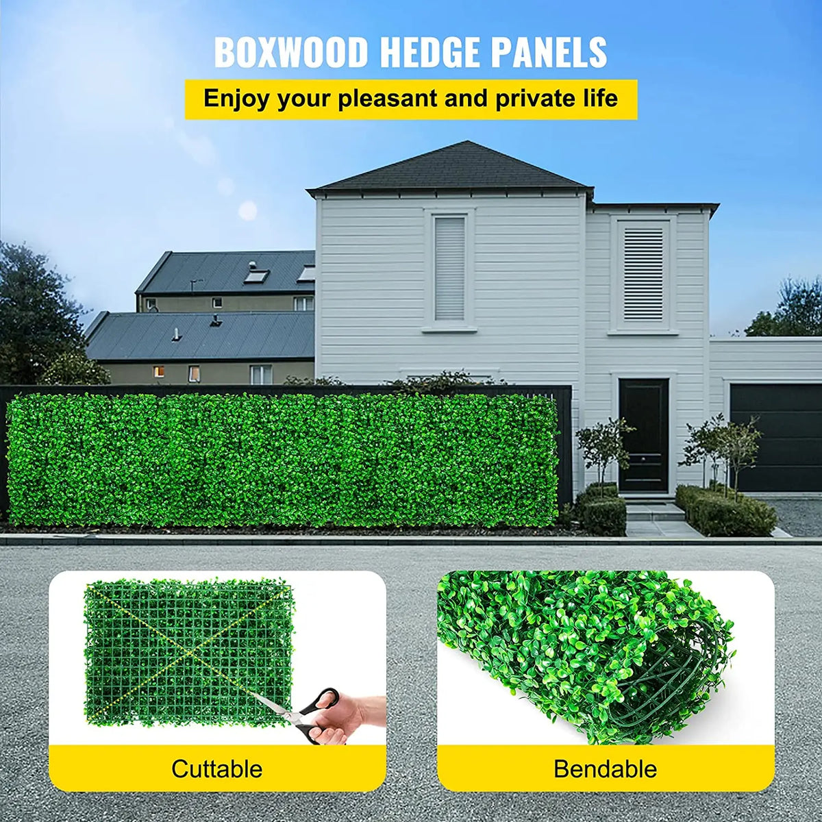 SucceBuy Artificial Boxwood Hedge Wall Panel Privacy Screen