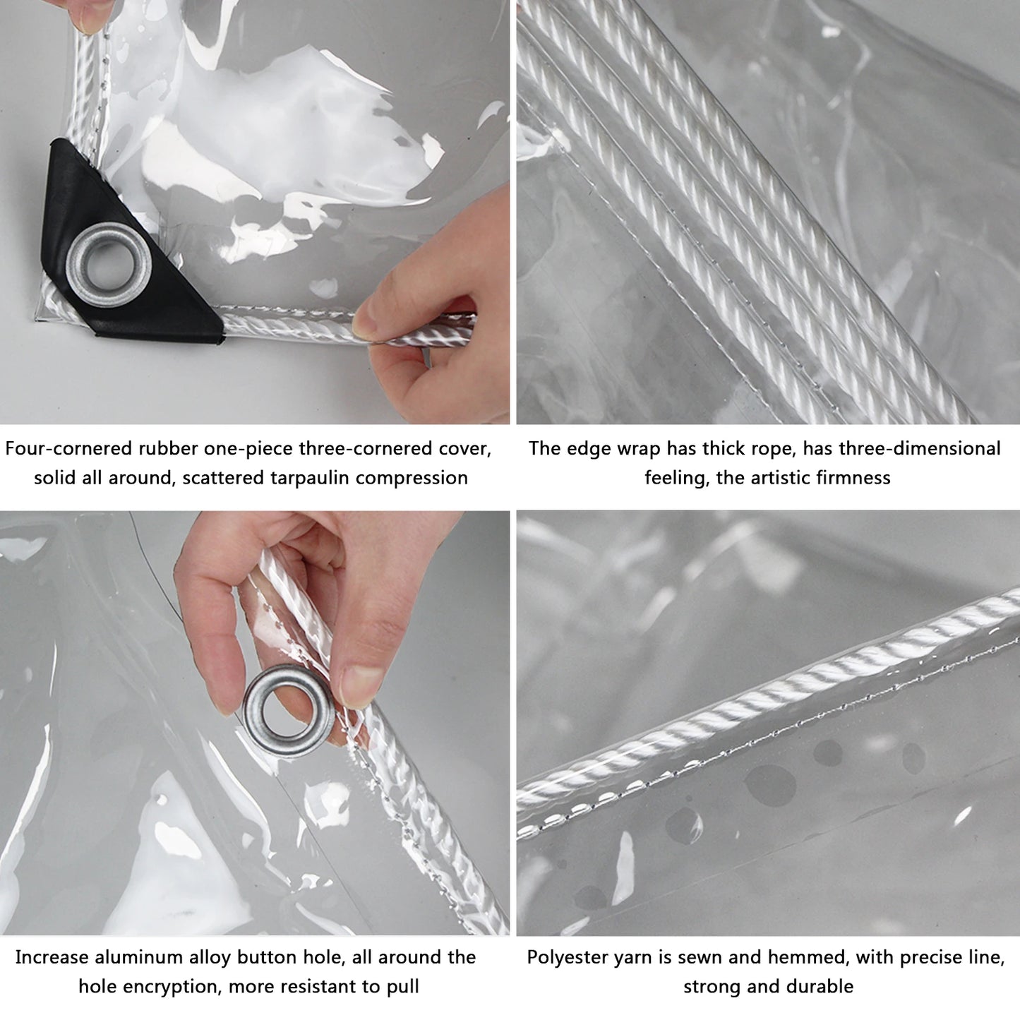 Clear PVC Tarpaulin Heavy Duty Waterproof With Grommets And Rope