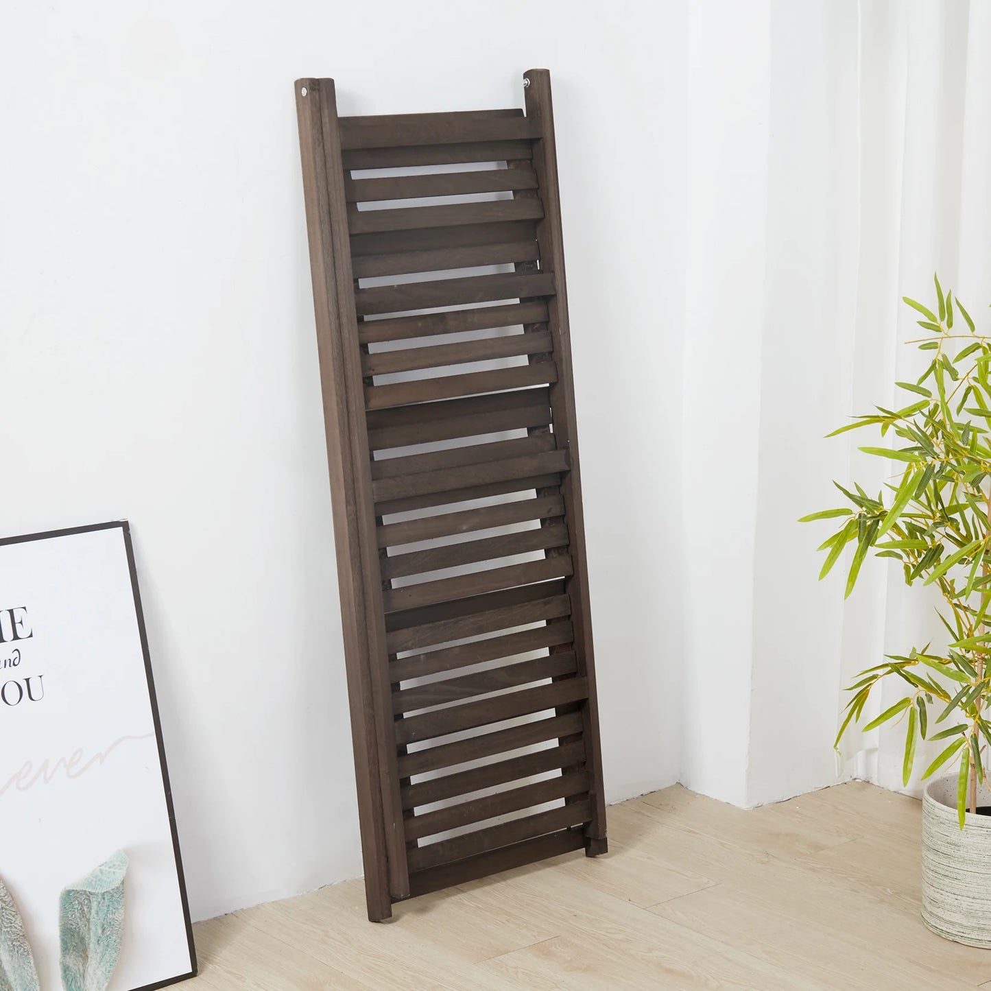 Folding Four Tier Ladder Shelf Wooden Storage Rack Plant Display Living Room