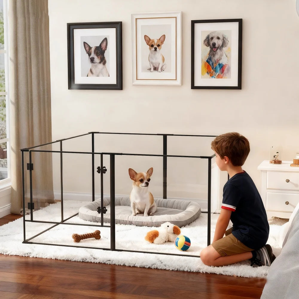BORWART Premium Acrylic Playpen For Pets With Full Visibility