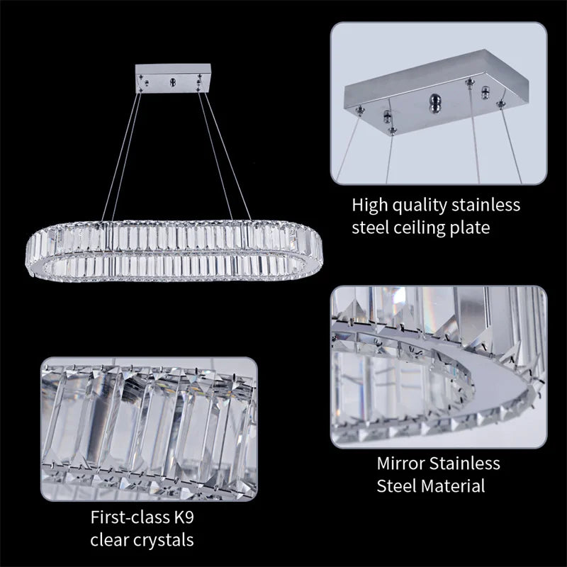 GreeLustr K9 Crystal Oval Pendant Lighting For Modern Homes