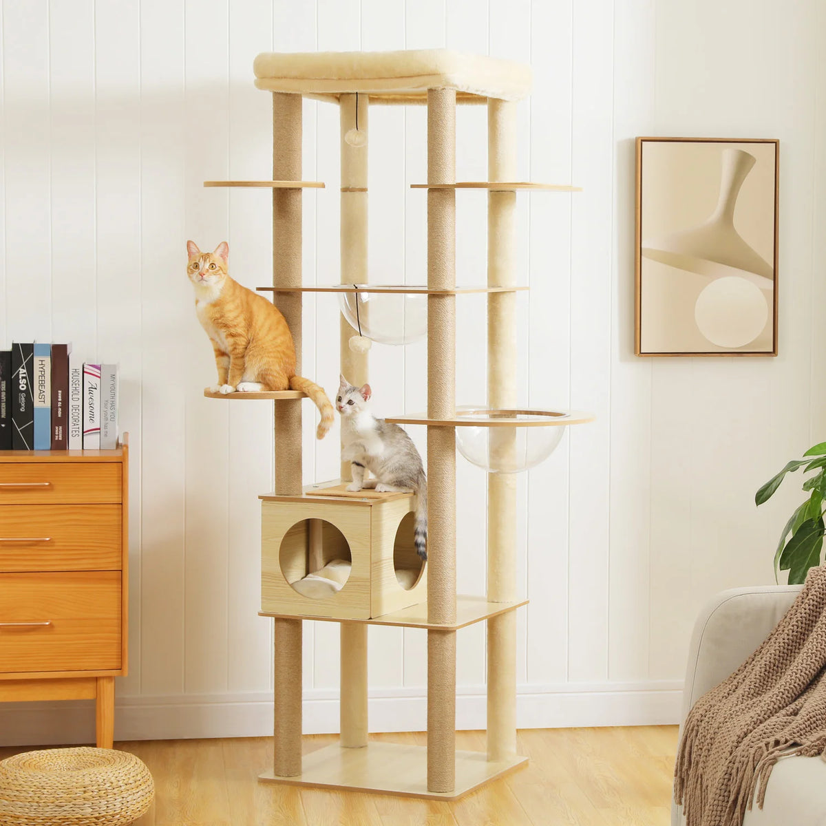 PAWZ Ro Multilevel Cat Tree With Scratching Posts And Hammock