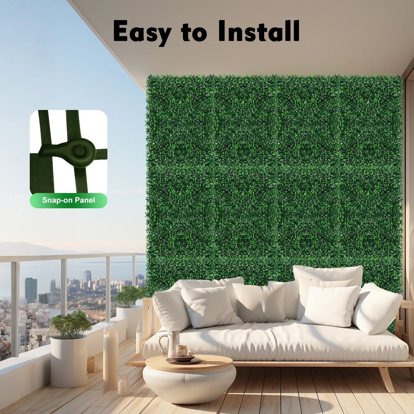 Artificial Grass Mat Panel PE Waterproof Wall Hedge For Indoor Outdoor Decor