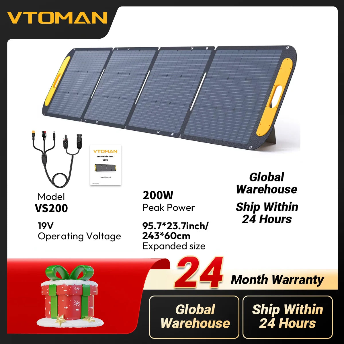 VTOMAN VS200 200W Portable Solar Panel Outdoor Generator