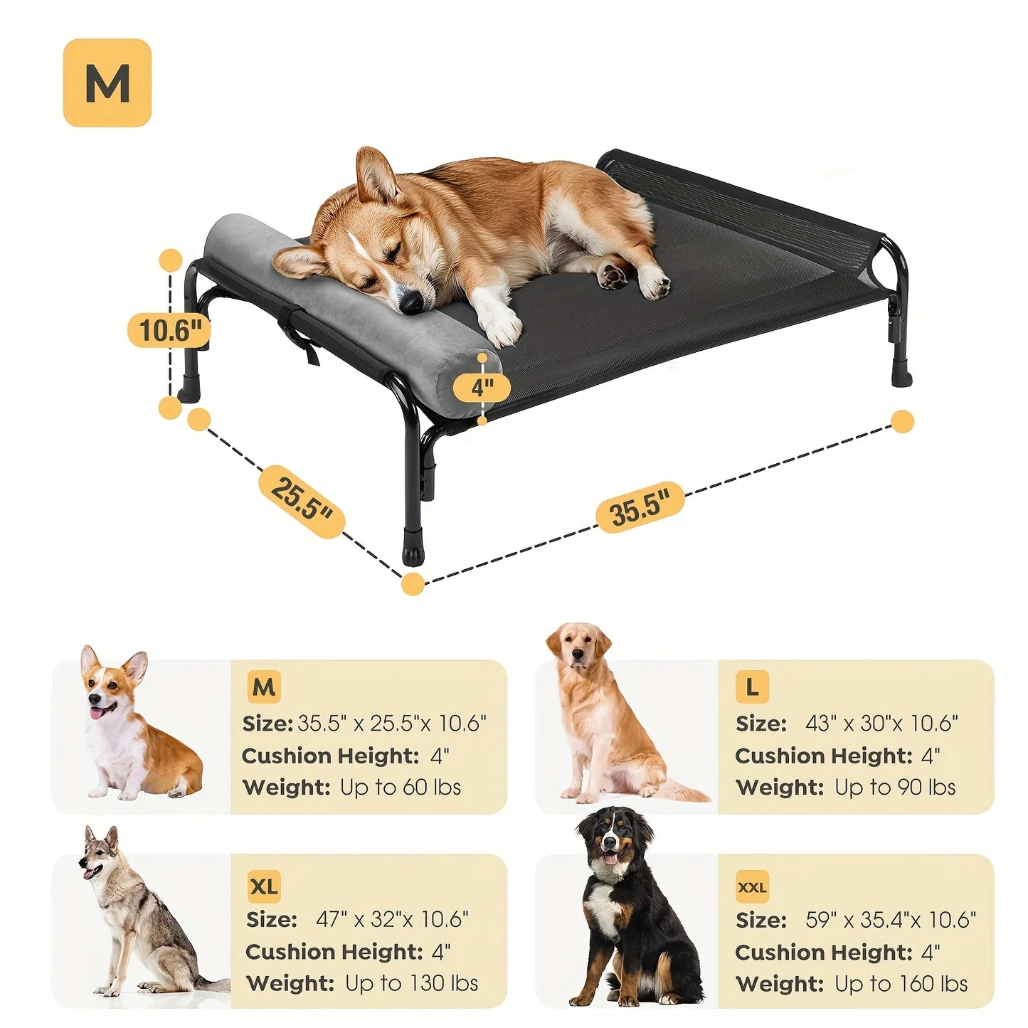 Veehoo Outdoor Elevated Dog Bed With Headrest Bolster