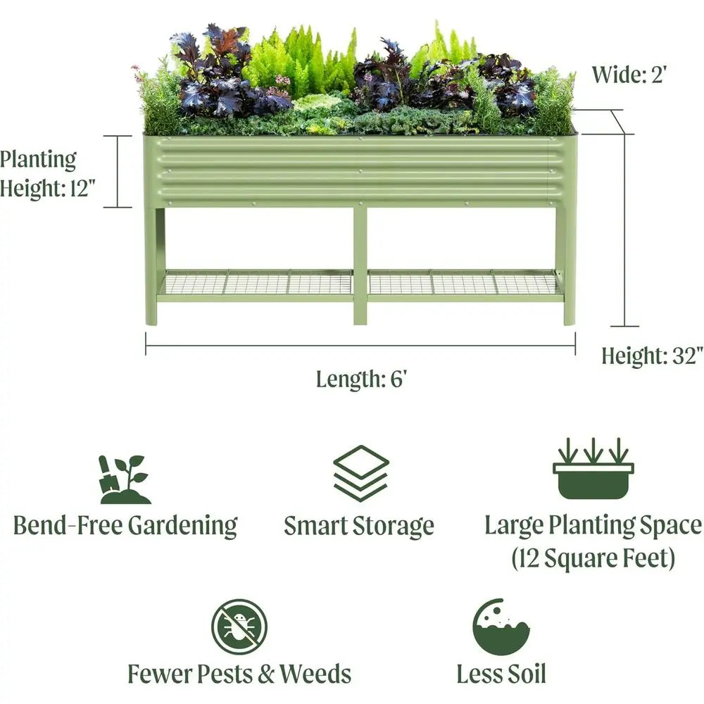 Raised Garden Bed With Legs And Storage Rack 1000 Lb