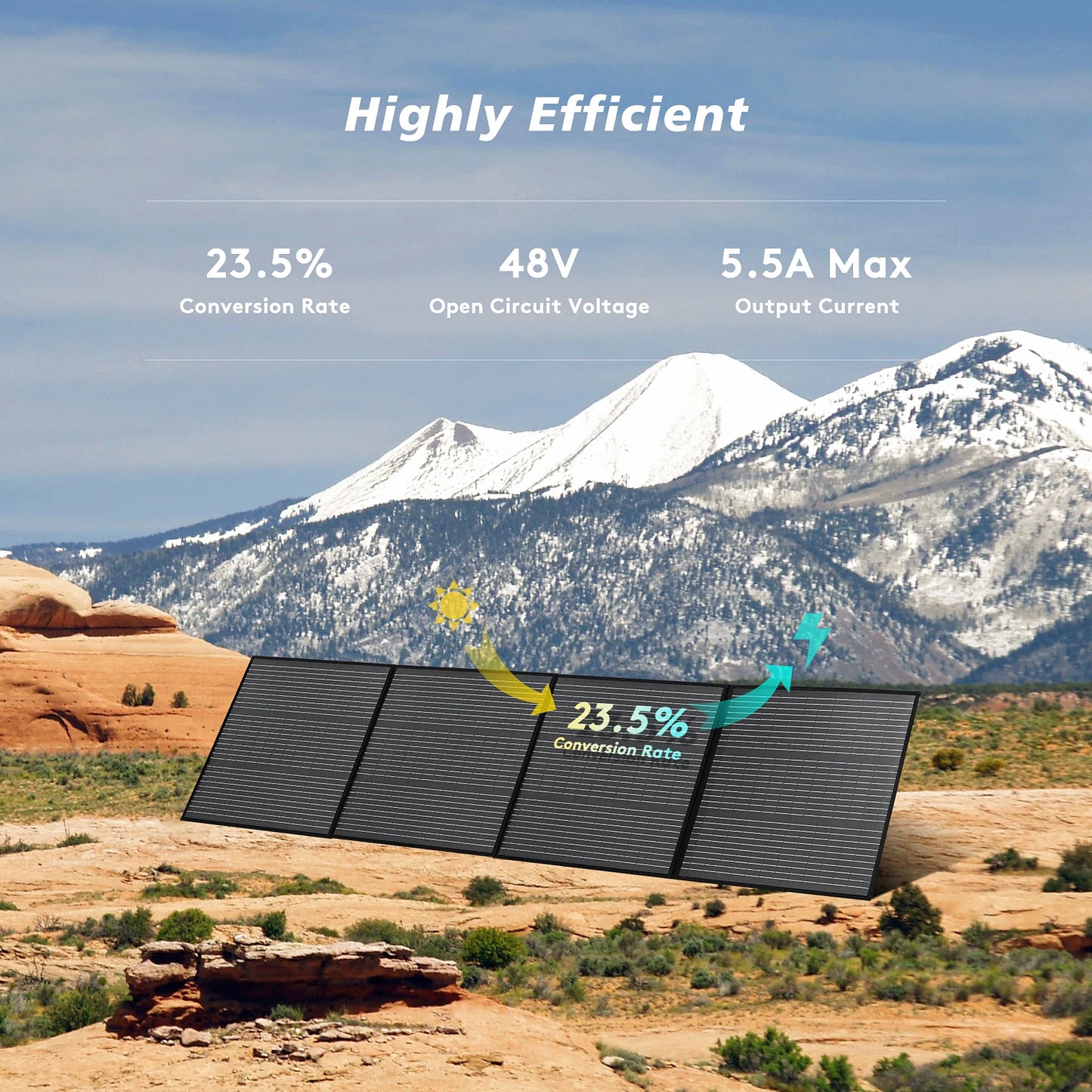 MHPOWOS 220W 40V Portable Waterproof Foldable Solar Panel