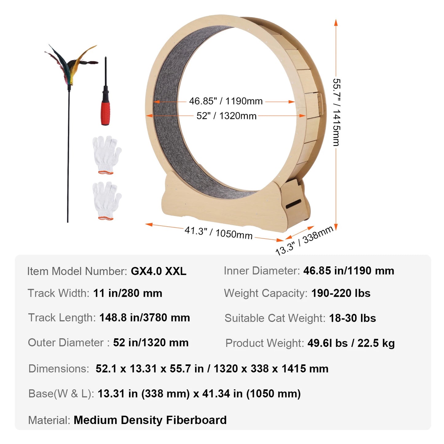 SucceBuy Wooden Cat Exercise Wheel Large Indoor Treadmill Wheel