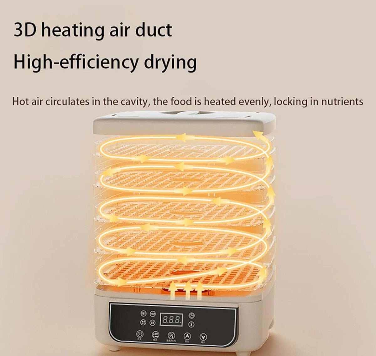 5 Layer Household Food Dehydrator With Adjustable Temperature And Touch Control