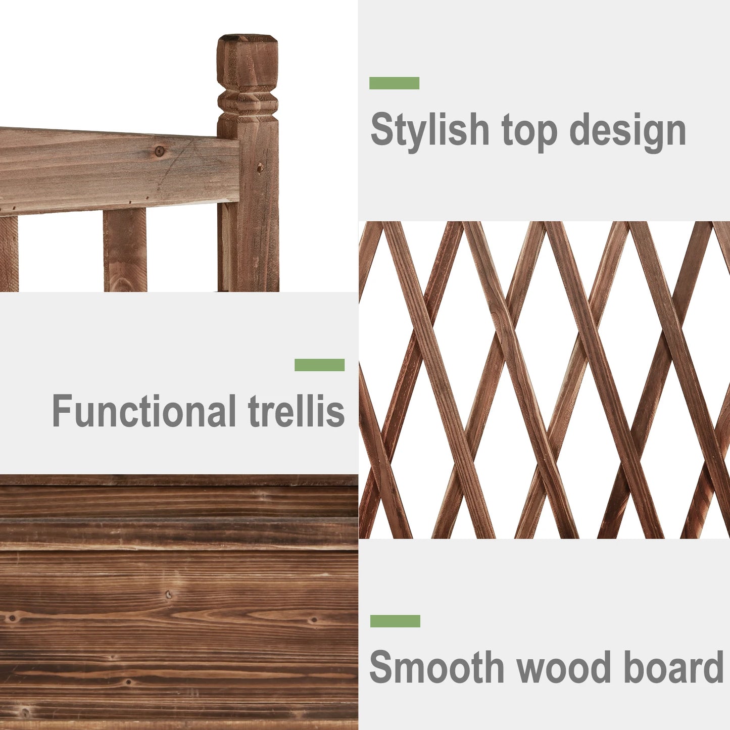 Raised Wooden Garden Bed Planter Box With Trellis For Vegetables