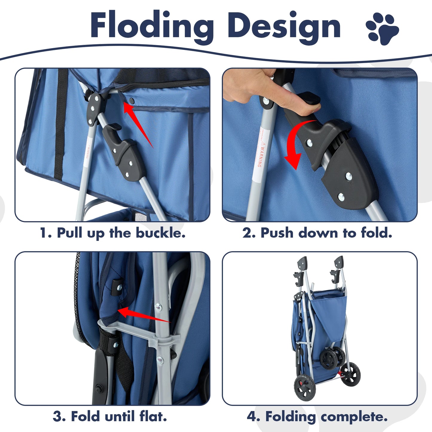 3-Wheel Foldable Pet Stroller For Small Dogs And Cats Mesh