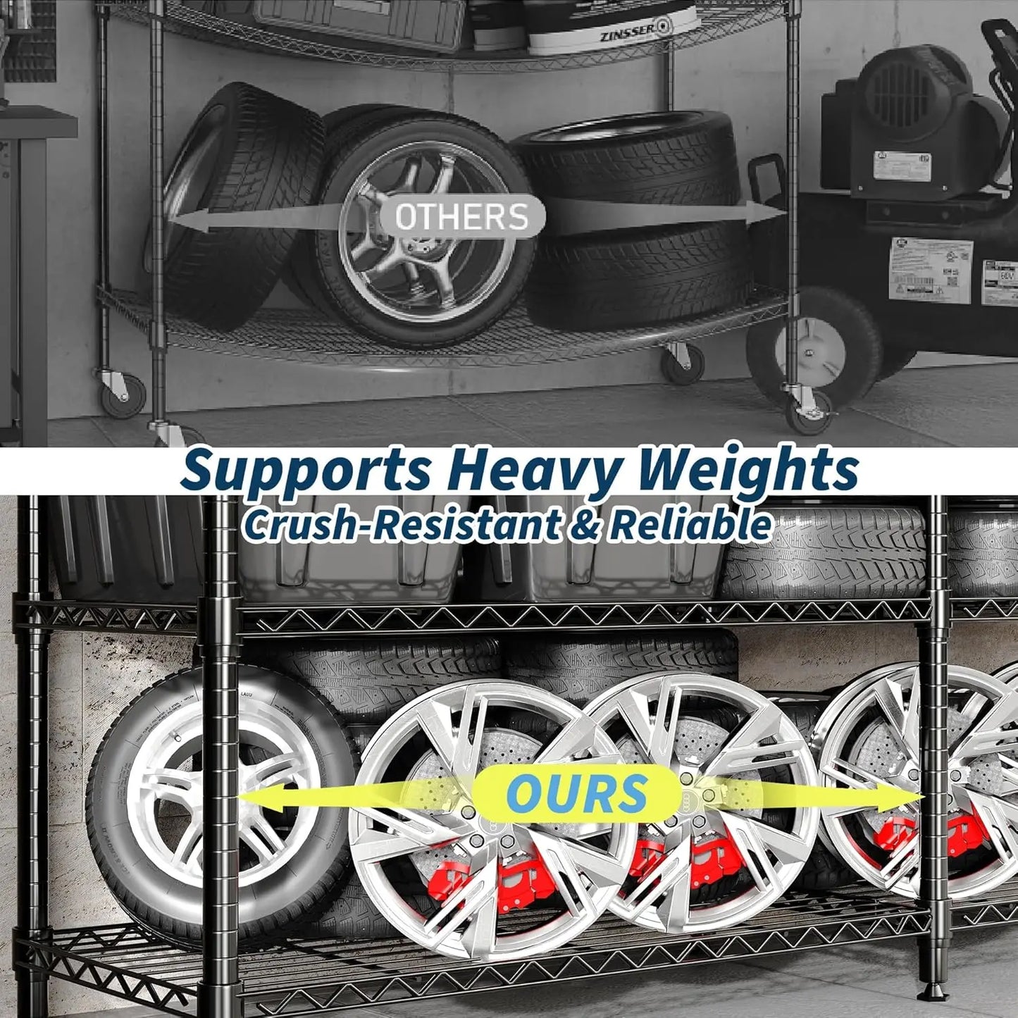 HiMISS Heavy Duty 4 Tier Metal Shelving Unit Kitchen Storage