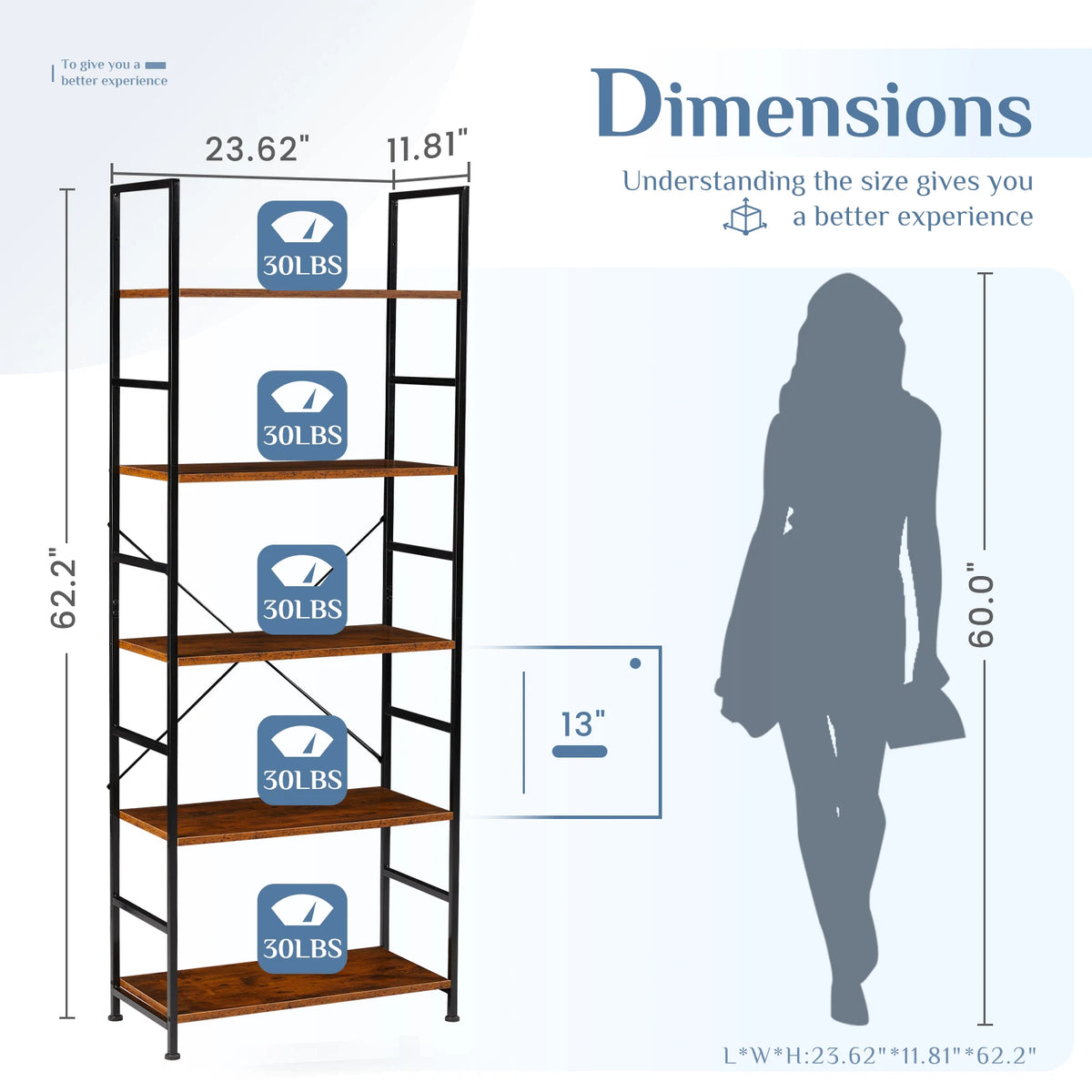 MCQ Sturdy Metal Freestanding Bookshelf For Home Office Storage
