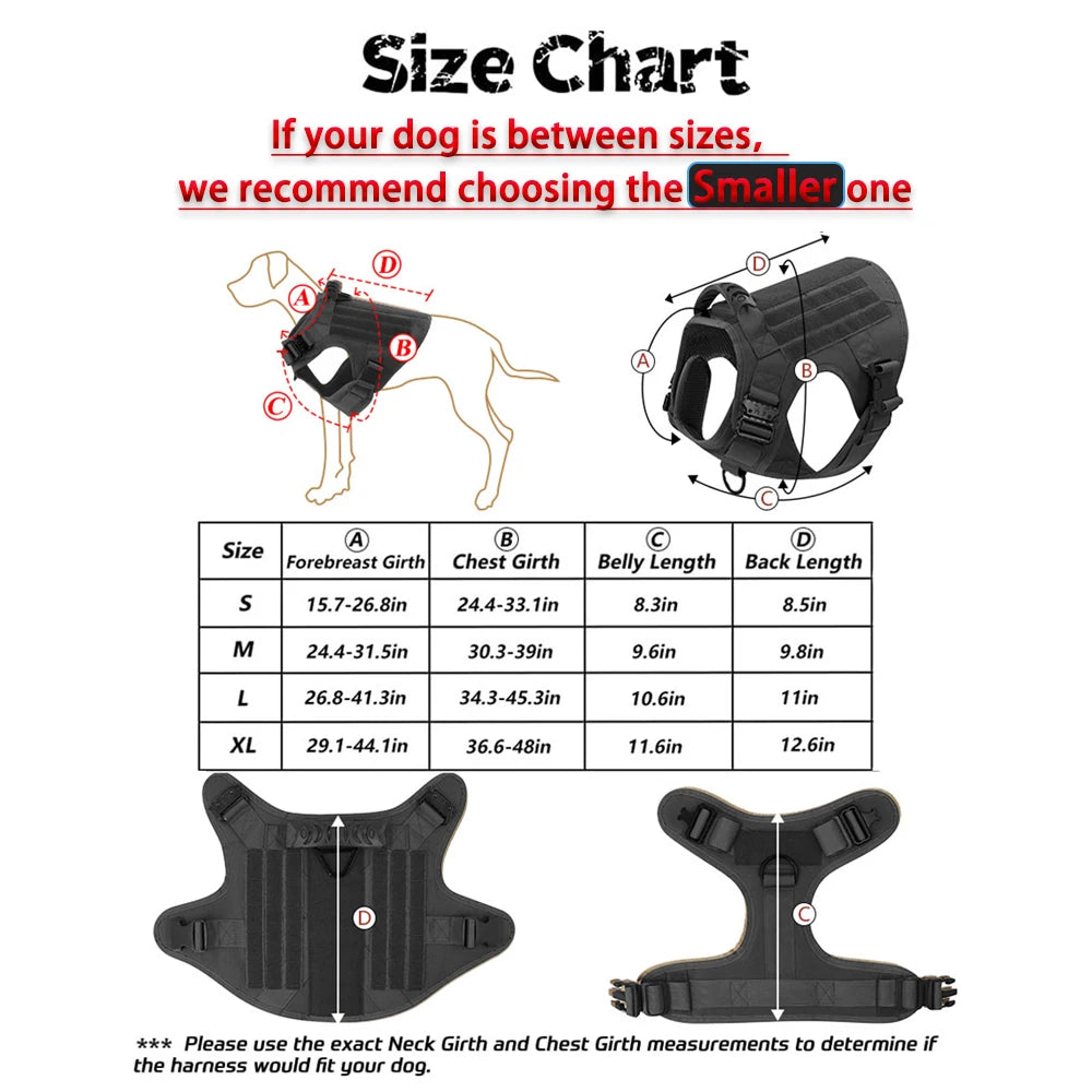 Tactical Dog Harness Vest With Molle Pouches Medium Large Dogs