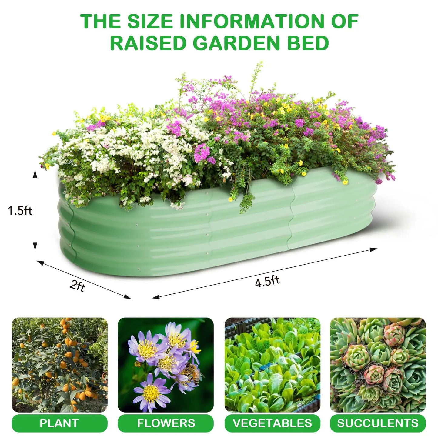 HiMISS Two Pack Oval Galvanized Steel Raised Garden Bed