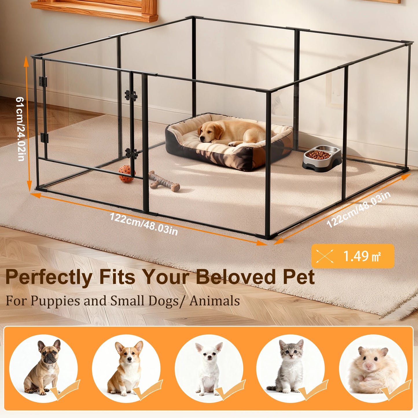 BORWART Premium Acrylic Playpen For Pets With Full Visibility