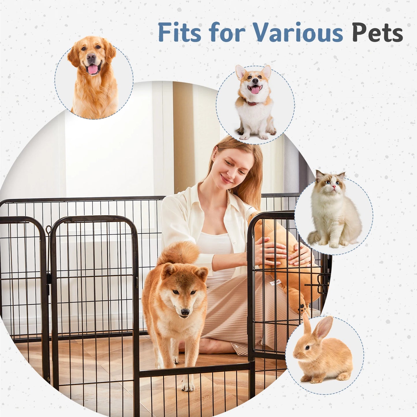 JHK Foldable Dog Playpen Metal Fence for Outdoor Exercise